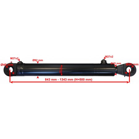 POLSKI SIŁOWNIK HYDRAULICZNY CYLINDER TŁOK SKOK 500 2-ST SKRAW-MET